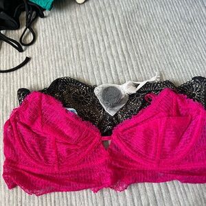 Free People Pink bra and Black Lace Bra with Underwire